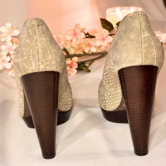 Jessica Simpson, Chunky, Gray, Nubuck Leather Pumps - Picture 6 of 9